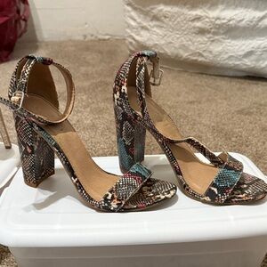 Charlotte Russe Multicolor Snake Print Heels